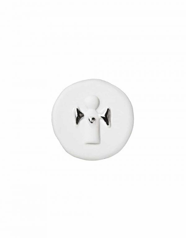 Mini jeton Ange en porcelaine - Argent et Blanc