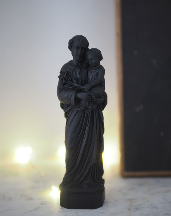 Statue Saint Joseph et l'Enfant Jésus | Résine noire