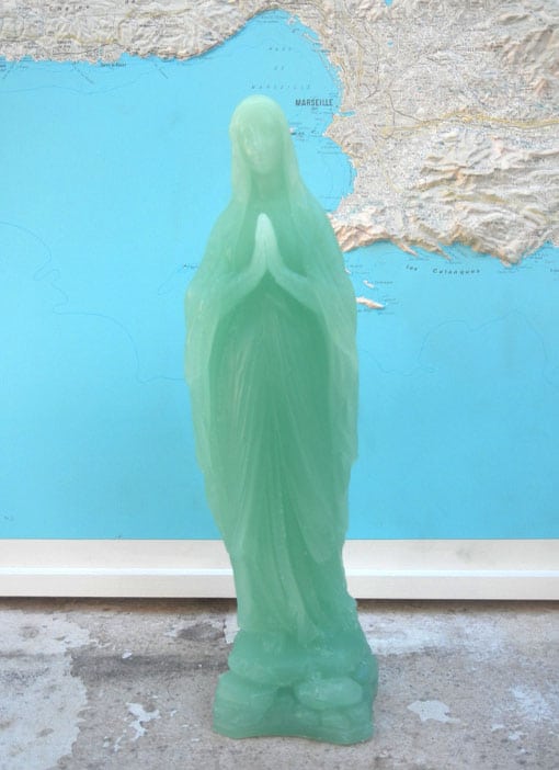 Sainte Vierge en cire - Céladon 30 cm