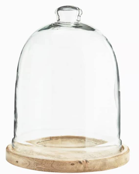 Cloche en verre XL et son socle de bois