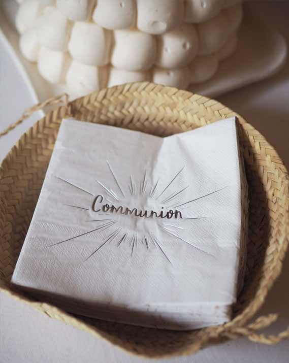 20 serviettes de première Communion - Argent