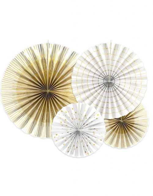 Lot de 4 rosaces 40/32/2x23 cm - Blancs et motifs dorés