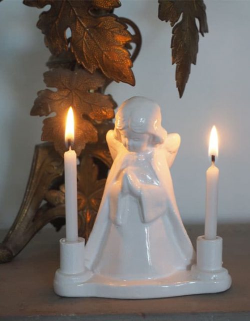 Bougeoir Ange Gardien en Faïence