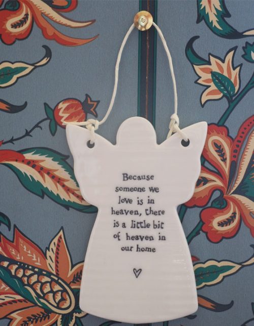 Suspension ange en porcelaine et prière paradis