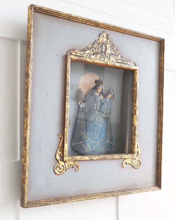 Ex-voto vitrine "Vierge à l'Enfant" vintage
