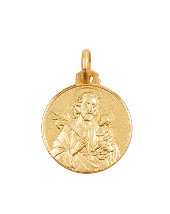 Médaille Saint Joseph en plaqué or - 1,8 cm