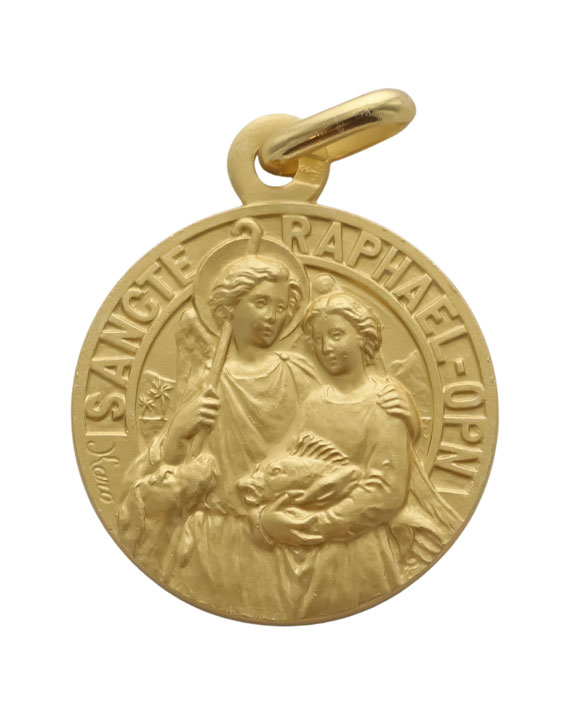 Médaille Saint Raphaël en plaqué or - 1,8 cm