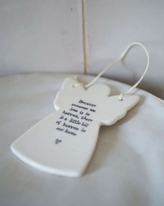 Suspension ange en porcelaine avec sa prière en anglais